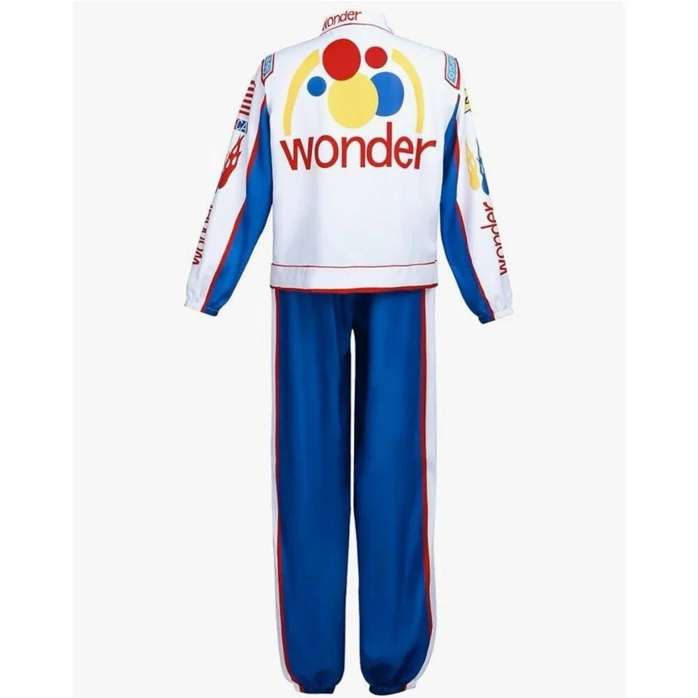 Adult‎ Ricky Bobby Racing Costume Jumpsuit Cap Hat Full Suit Set Outfit Men M